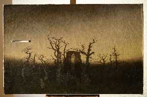Caspar David Friedrich - Abbey among Trees, raking light