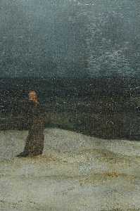 Caspar David Friedrich - Monk by the Sea, dotted retouchings, whitish discoloured