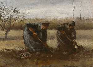 Vincent Van Gogh - Peasant women digging up potatoes