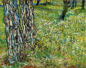 Vincent Van Gogh - Tree trunks in the grass