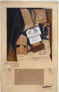 Juan Gris - Coffee Grinder, Cup and Glass on a Table