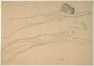 Gustave Klimt - Two Studies of a Reclining Draped Figure (Studies for \