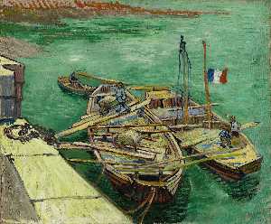 Vincent Van Gogh - Les bateaux amarrés (Quay with Men Unloading Sand Barges)