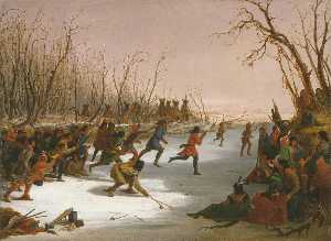 Seth Eastman - Ballplay of the Dakota on the St. Peters River in Winter