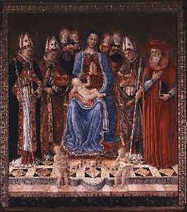 Giovanni Di Piermatteo Boccati - Madonna and Child Enthroned with Saints and Angels
