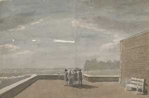 Paul Sandby - The Meteor of August 18, 1783, as seen from the East Angle of the North Terrace, Windsor Castle