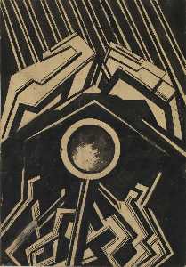 Helen Saunders - Vorticist Composition with Figures, Black and White