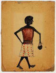 Bill Traylor - Untitled [Woman Walking with Handbag]
