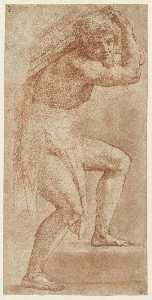 Raphael (Raffaello Sanzio Da Urbino) - Man half draped, three-quarters to the right, carrying a burden
