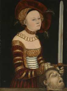 Lucas Cranach The Elder - Portrait of a Lady of the Saxon Court as Judith with the Head of Holofernes