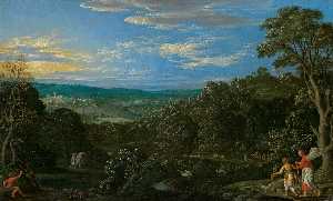Johann König - Landscape with Tobias and the angel