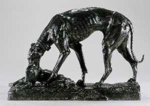 Antoine Louis Barye - Greyhound Retrieving a Hare