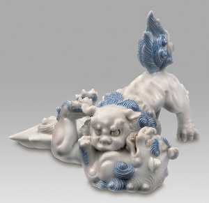 Danish Unknown Goldsmith - Pair of lion dogs, Hirado ware