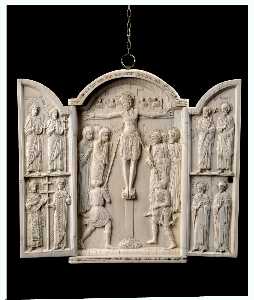 Danish Unknown Goldsmith - Triptych with Crucifixion of Christ and Saints