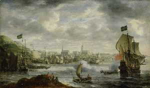  Artwork Replica Port of Stockholm, 1636 by Bonaventura I Peeters (1614-1652) | WahooArt.com