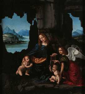 Marco D- Oggiono - The Madonna with Child, Saint John and an angel