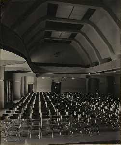 Danish Unknown Goldsmith - haus des volkes probstzella, th. 26. red hall seen from stage (architect Alfred Arndt)