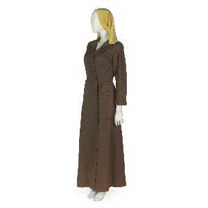 Valentina Sanina Schlee - Housecoat in ribbed brown silk and headscarf of chartreuse crepe