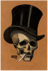 Maurits Cornelis Escher - Skull with Cigarette
